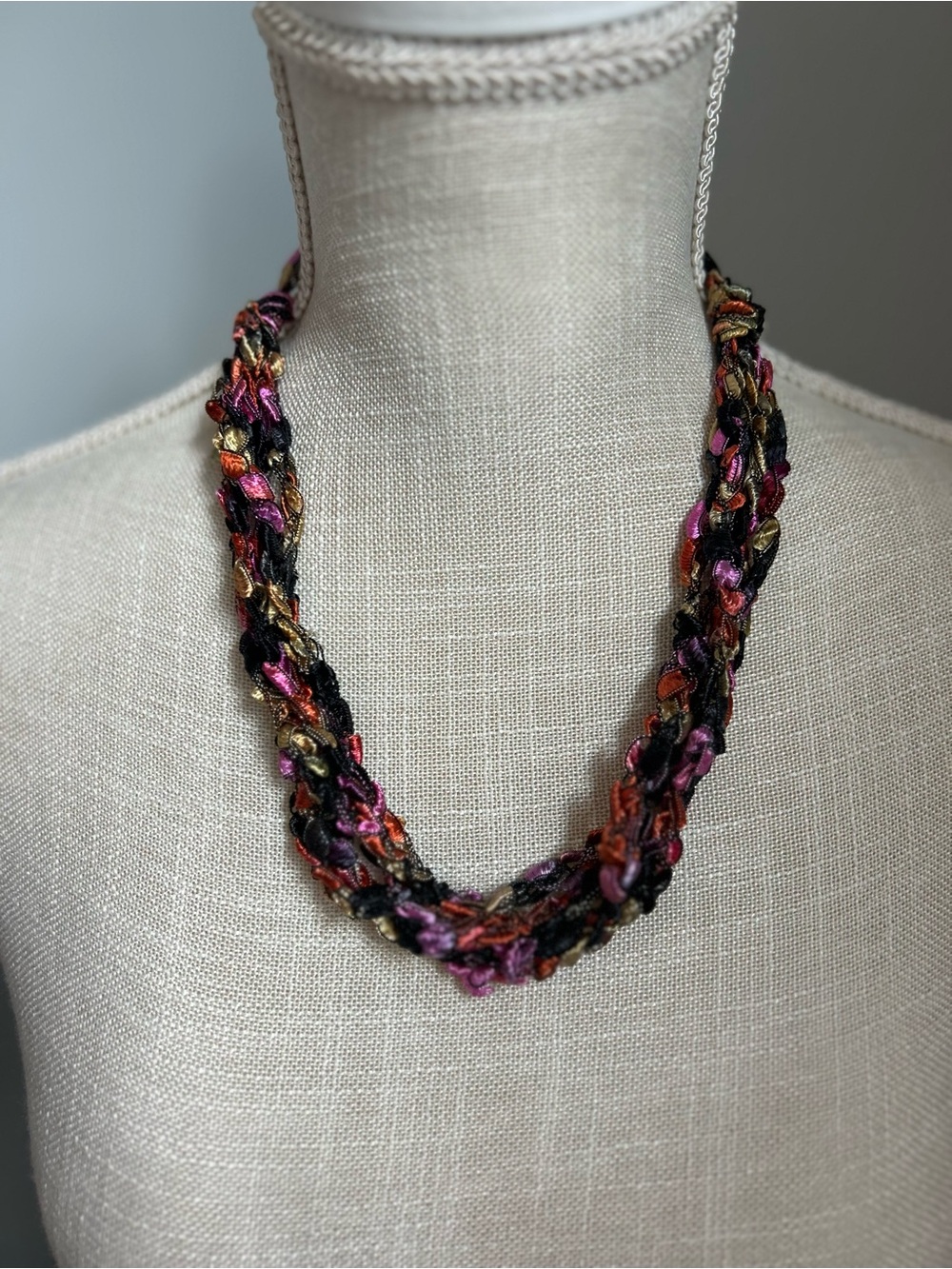 Multicolor Adjustable Ladder Ribbon Necklace - Picture 2 of 3